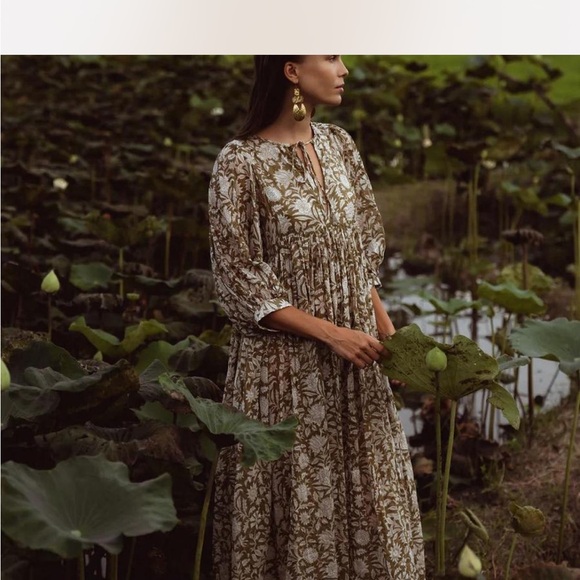 Daughters of India Cream and Brown Floral Maxi Dress - Picture 3 of 3